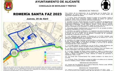 Aviso Transporte Santa Faz 2023. Bus Lanzadera cada cinco minutos desde Puerta del Mar